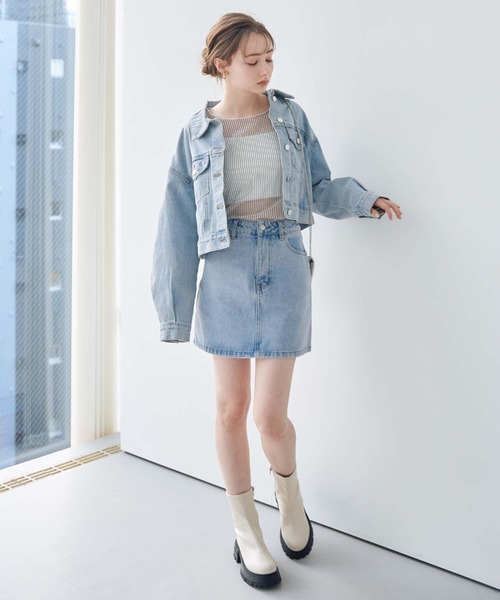 archives(アルシーヴ)の「ラッセルストライプシアーTOPS(Tシャツ/カットソー・レディース・ブルー/オフホワイト/ミント/ブラック・MEDIUM)」の7枚目の写真