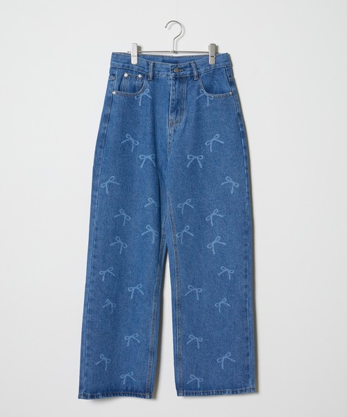 Chick（チック）の「▲Ribbon Denim Pants / リボンデニムパンツ（デニムパンツ・レディース・ブルー・S/M/L）」の2枚目の写真