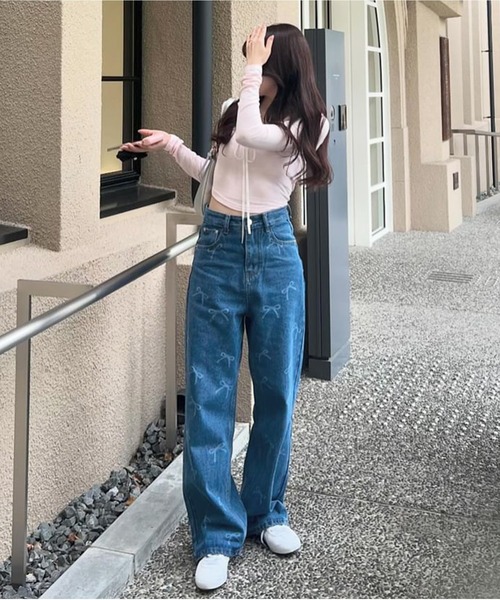 Chick（チック）の「▲Ribbon Denim Pants / リボンデニムパンツ（デニムパンツ・レディース・ブルー・S/M/L）」の18枚目の写真