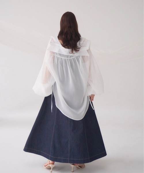 mellowneon（メロウネオン）の「デニムワンピース / キャミワンピース / SMサイズ展開 / セットアップ可能 / フリンジ / ベルト（ワンピース・レディース・ブルー・SMALL/MEDIUM）」の12枚目の写真