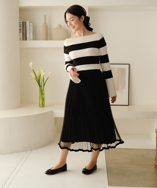 ZAKKA-BOX(ザッカボックス)の「プリーツチュールスカート(スカート・レディース・ブラック/ベージュ/グレイッシュブルー・FREE)」の4枚目の写真