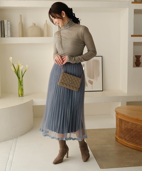 ZAKKA-BOX(ザッカボックス)の「プリーツチュールスカート(スカート・レディース・ブラック/ベージュ/グレイッシュブルー・FREE)」の19枚目の写真