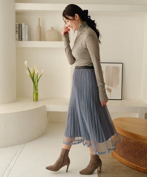 ZAKKA-BOX(ザッカボックス)の「プリーツチュールスカート(スカート・レディース・ブラック/ベージュ/グレイッシュブルー・FREE)」の11枚目の写真