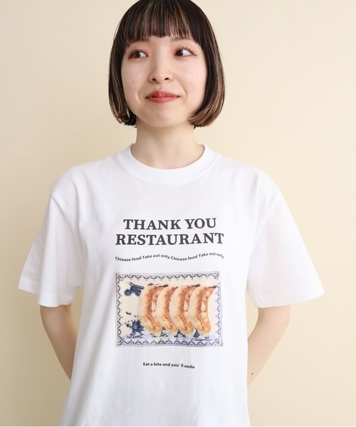 I am I in fact...(アイアムアイインファクト)の「THANK YOU RESTAURANT Tシャツ(Tシャツ/カットソー・レディース・ホワイト・FREE)」の2枚目の写真