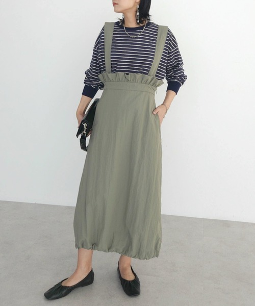 armonia（アルモニーア）の「a.サスペンダー付きスカート（スカート・レディース・カーキ/ブラック/アイボリー・FREE）」の3枚目の写真