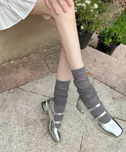 Port（ポート）の「【 Port / ポート 】  シアー 切り替え リブ ソックス #（ソックス/靴下・レディース・グレー/アイボリー/ブラック・FREE）」の3枚目の写真