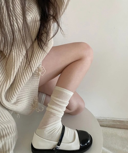 Port（ポート）の「【 Port / ポート 】  シアー 切り替え リブ ソックス #（ソックス/靴下・レディース・グレー/アイボリー/ブラック・FREE）」の5枚目の写真