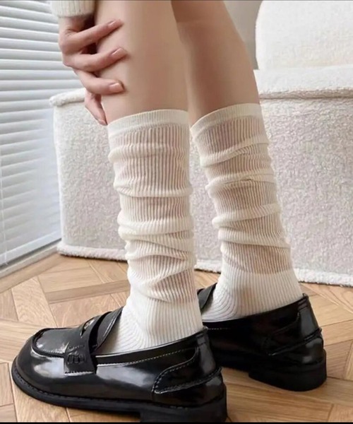 Port（ポート）の「【 Port / ポート 】  シアー 切り替え リブ ソックス #（ソックス/靴下・レディース・グレー/アイボリー/ブラック・FREE）」の6枚目の写真