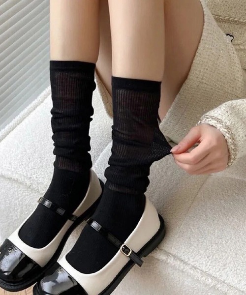 Port（ポート）の「【 Port / ポート 】  シアー 切り替え リブ ソックス #（ソックス/靴下・レディース・グレー/アイボリー/ブラック・FREE）」の11枚目の写真