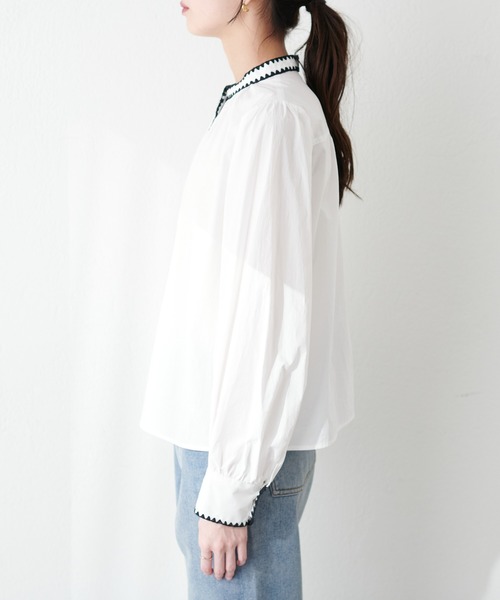 natural couture（ナチュラルクチュール）の「はまぐり刺繍配色ギャザーブラウス（シャツ/ブラウス・レディース・オフホワイト/サックスブルー/ライトベージュ・FREE）」の20枚目の写真
