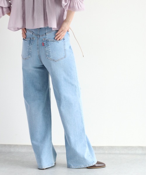 cepo(セポ)の「ベルト付きデニムクラッシュストレート<セットアップ可能>(デニムパンツ・レディース・ブルー系2/ブルー系3・S/M/L)」の7枚目の写真