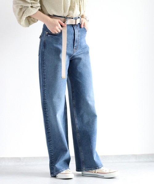 ストレッチテーパードデニム　ベルト付き　セブンフェアリーセレクト ストレッチテーパードデニム ベルト付き セブンフェアリーセレクト