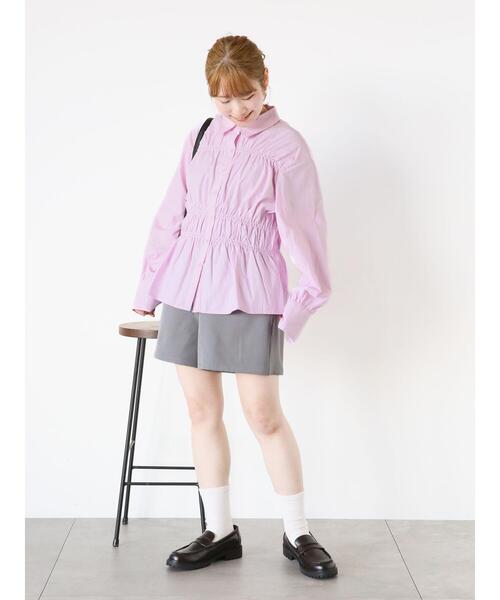 ehka sopo（エヘカソポ）の「シャーリングシャツ（シャツ/ブラウス・レディース・サックスブルー/オフホワイト/ピンク・F）」の21枚目の写真