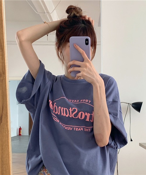 SHEPP(シープ)の「カラー プリントビッグTシャツ(Tシャツ/カットソー・レディース・ピンク/パープル/ブルー/グレー・M/L)」の10枚目の写真