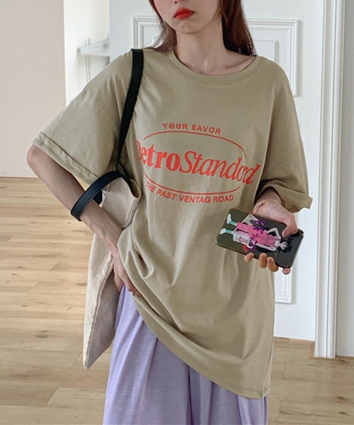 SHEPP(シープ)の「カラー プリントビッグTシャツ(Tシャツ/カットソー・レディース・ピンク/パープル/ブルー/グレー・M/L)」の5枚目の写真