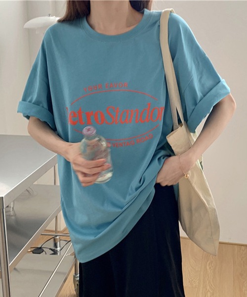 SHEPP(シープ)の「カラー プリントビッグTシャツ(Tシャツ/カットソー・レディース・ピンク/パープル/ブルー/グレー・M/L)」の7枚目の写真