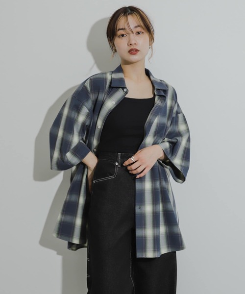 SENSE OF PLACE by URBAN RESEARCH（センスオブプレイスバイアーバンリサーチ）の「『ユニセックス』エクストラルーズシャツ(5分袖)（シャツ/ブラウス・メンズ・チャコールグレー/ベージュ/その他3/グレー/その他1/その他2/ライトブルー/ライトグレー・MEDIUM/LARGE）」の8枚目の写真