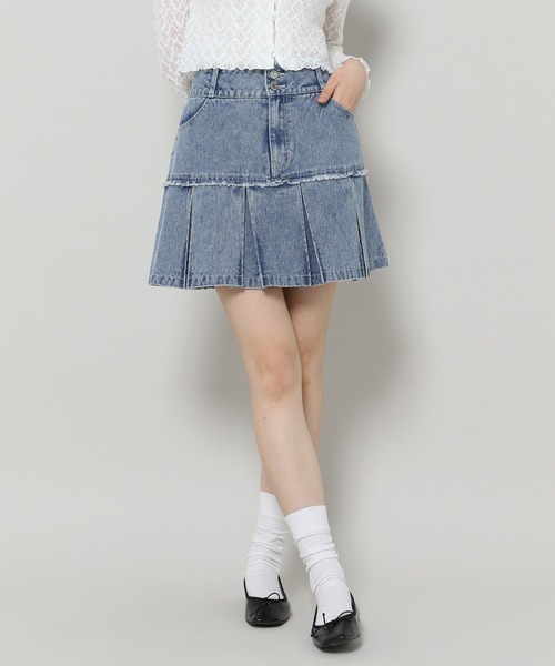 3.3 Field Trip （3.3フィールドトリップ）の「3.3 Field Trip／フリンジデニムスカート（デニムスカート・レディース・ブルー/ブラック/ホワイト・MEDIUM/LARGE）」の16枚目の写真
