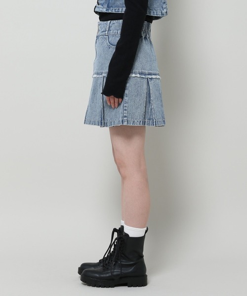 3.3 Field Trip （3.3フィールドトリップ）の「3.3 Field Trip／フリンジデニムスカート（デニムスカート・レディース・ブルー/ブラック/ホワイト・MEDIUM/LARGE）」の21枚目の写真