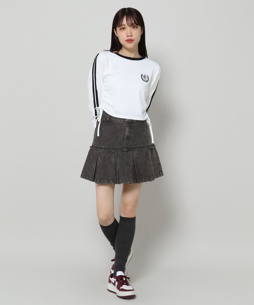 3.3 Field Trip （3.3フィールドトリップ）の「3.3 Field Trip／フリンジデニムスカート（デニムスカート・レディース・ブルー/ブラック/ホワイト・MEDIUM/LARGE）」の9枚目の写真