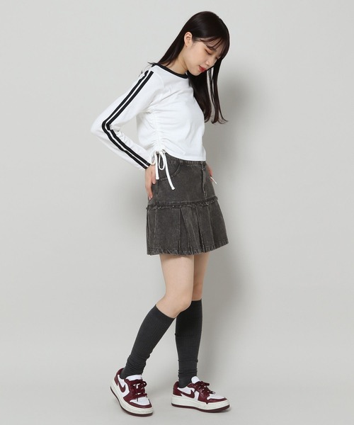 3.3 Field Trip （3.3フィールドトリップ）の「3.3 Field Trip／フリンジデニムスカート（デニムスカート・レディース・ブルー/ブラック/ホワイト・MEDIUM/LARGE）」の10枚目の写真