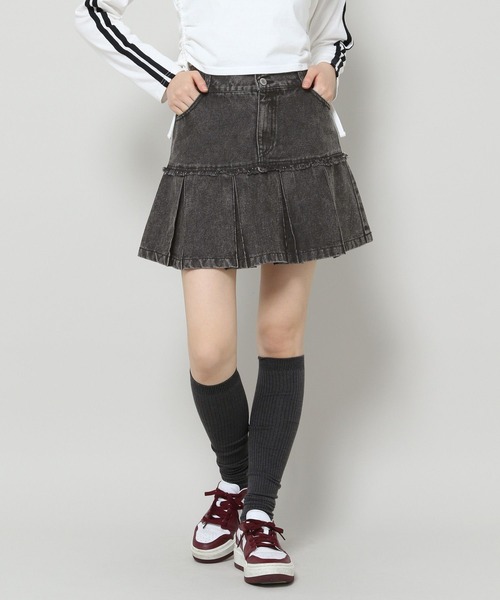 3.3 Field Trip （3.3フィールドトリップ）の「3.3 Field Trip／フリンジデニムスカート（デニムスカート・レディース・ブルー/ブラック/ホワイト・MEDIUM/LARGE）」の11枚目の写真