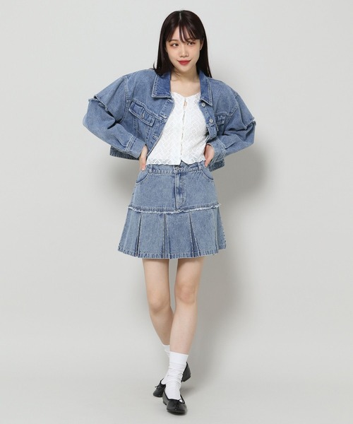 3.3 Field Trip （3.3フィールドトリップ）の「3.3 Field Trip／フリンジデニムスカート（デニムスカート・レディース・ブルー/ブラック/ホワイト・MEDIUM/LARGE）」の14枚目の写真