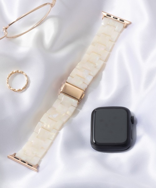 emonique（エモニーク）の「レジン製 Apple Watch Band スマートウォッチバンド【38/40/41/42/44/45/49mm対応】（デジタル腕時計・レディース・ピンク/クリアブルー/ライトブルー/アイボリー/オフホワイト/ブルー/クリア/グリーン/ホワイト/ミント・42/38）」の2枚目の写真