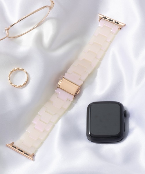 emonique（エモニーク）の「レジン製 Apple Watch Band スマートウォッチバンド【38/40/41/42/44/45/49mm対応】（デジタル腕時計・レディース・ピンク/クリアブルー/ライトブルー/アイボリー/オフホワイト/ブルー/クリア/グリーン/ホワイト/ミント・42/38）」の4枚目の写真