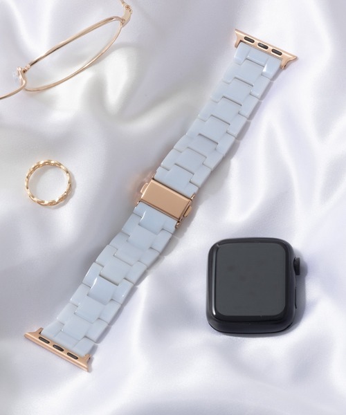 emonique（エモニーク）の「レジン製 Apple Watch Band スマートウォッチバンド【38/40/41/42/44/45/49mm対応】（デジタル腕時計・レディース・ピンク/クリアブルー/ライトブルー/アイボリー/オフホワイト/ブルー/クリア/グリーン/ホワイト/ミント・42/38）」の7枚目の写真