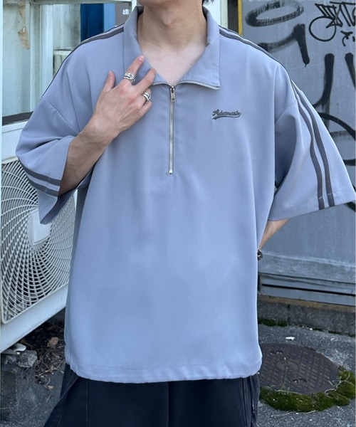 ADAMASTE(アダマスト)の「サイドラインハーフジップ TEE(Tシャツ/カットソー・メンズ・ブラック/ブルー/ライトグレー・MEDIUM/LARGE)」の8枚目の写真