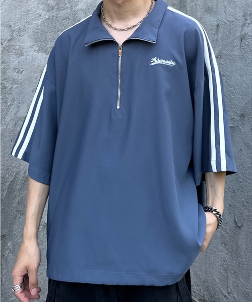 ADAMASTE(アダマスト)の「サイドラインハーフジップ TEE(Tシャツ/カットソー・メンズ・ブラック/ブルー/ライトグレー・MEDIUM/LARGE)」の10枚目の写真