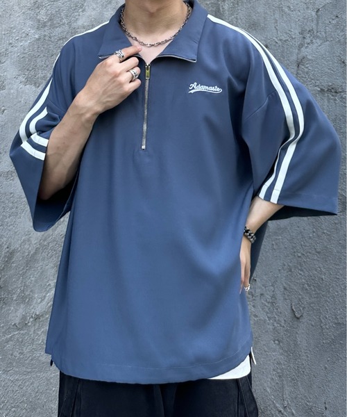 ADAMASTE(アダマスト)の「サイドラインハーフジップ TEE(Tシャツ/カットソー・メンズ・ブラック/ブルー/ライトグレー・MEDIUM/LARGE)」の11枚目の写真
