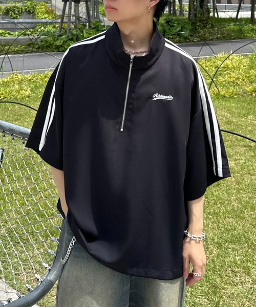 ADAMASTE(アダマスト)の「サイドラインハーフジップ TEE(Tシャツ/カットソー・メンズ・ブラック/ブルー/ライトグレー・MEDIUM/LARGE)」の6枚目の写真