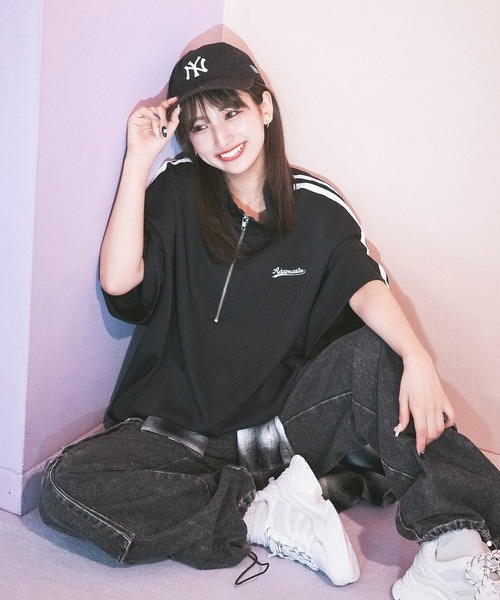 ADAMASTE(アダマスト)の「サイドラインハーフジップ TEE(Tシャツ/カットソー・メンズ・ブラック/ブルー/ライトグレー・MEDIUM/LARGE)」の16枚目の写真