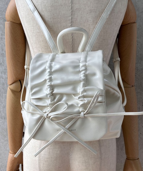 meJane（ミージェーン）の「リボンギャザーバックパック（バックパック/リュック・レディース・ブラック/オフホワイト/シルバー・FREE）」の18枚目の写真