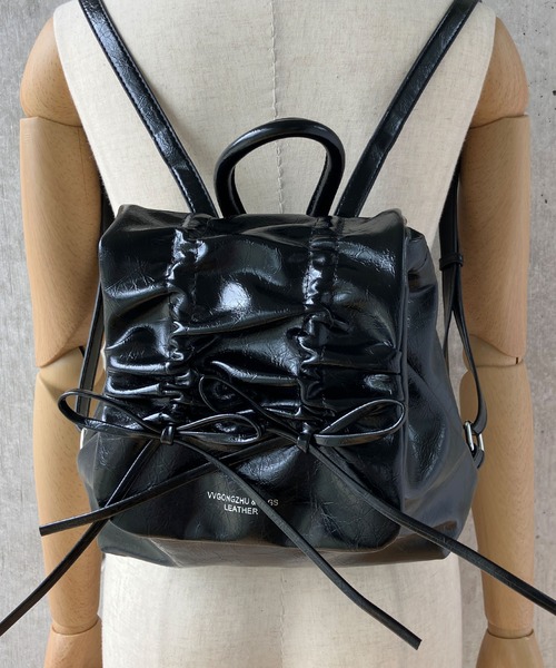 meJane（ミージェーン）の「リボンギャザーバックパック（バックパック/リュック・レディース・ブラック/オフホワイト/シルバー・FREE）」の13枚目の写真