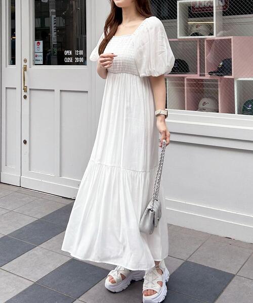 INGNI（イング）の「Backリボンスクエアネックバルーンスリーブ／ワンピース（ワンピース・レディース・アイボリー/ブラック・M）」の15枚目の写真