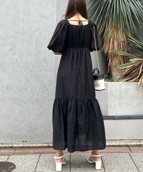 INGNI（イング）の「Backリボンスクエアネックバルーンスリーブ／ワンピース（ワンピース・レディース・アイボリー/ブラック・M）」の11枚目の写真