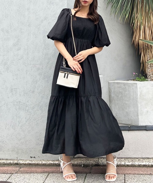 INGNI（イング）の「Backリボンスクエアネックバルーンスリーブ／ワンピース（ワンピース・レディース・アイボリー/ブラック・M）」の14枚目の写真