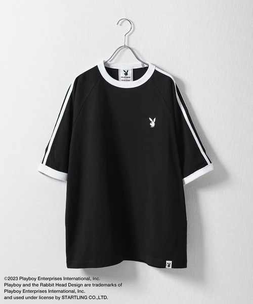PLAYBOY(プレイボーイ)の「【PLAYBOY】×【SEQUENZ】 綿100 ライン バックプリント リンガーTシャツ(Tシャツ/カットソー・メンズ・ブラック/レッド/ネイビー/アイボリー・SMALL/MEDIUM/LARGE/X-LARGE)」の19枚目の写真