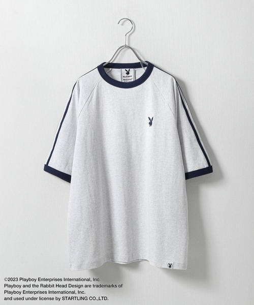 PLAYBOY(プレイボーイ)の「【PLAYBOY】×【SEQUENZ】 綿100 ライン バックプリント リンガーTシャツ(Tシャツ/カットソー・メンズ・ブラック/レッド/ネイビー/アイボリー・SMALL/MEDIUM/LARGE/X-LARGE)」の17枚目の写真
