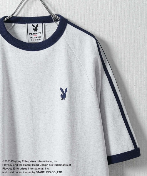 PLAYBOY(プレイボーイ)の「【PLAYBOY】×【SEQUENZ】 綿100 ライン バックプリント リンガーTシャツ(Tシャツ/カットソー・メンズ・ブラック/レッド/ネイビー/アイボリー・SMALL/MEDIUM/LARGE/X-LARGE)」の14枚目の写真
