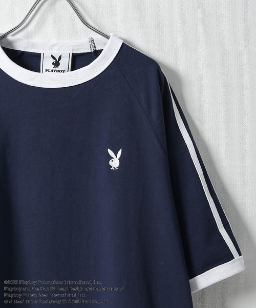 PLAYBOY(プレイボーイ)の「【PLAYBOY】×【SEQUENZ】 綿100 ライン バックプリント リンガーTシャツ(Tシャツ/カットソー・メンズ・ブラック/レッド/ネイビー/アイボリー・SMALL/MEDIUM/LARGE/X-LARGE)」の15枚目の写真