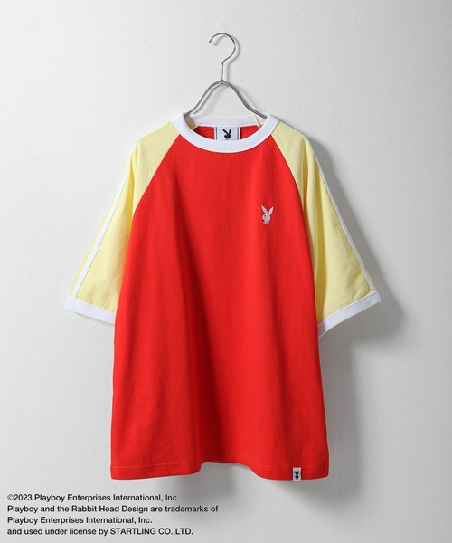 PLAYBOY(プレイボーイ)の「【PLAYBOY】×【SEQUENZ】 綿100 ライン バックプリント リンガーTシャツ(Tシャツ/カットソー・メンズ・ブラック/レッド/ネイビー/アイボリー・SMALL/MEDIUM/LARGE/X-LARGE)」の20枚目の写真