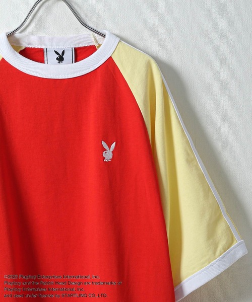PLAYBOY(プレイボーイ)の「【PLAYBOY】×【SEQUENZ】 綿100 ライン バックプリント リンガーTシャツ(Tシャツ/カットソー・メンズ・ブラック/レッド/ネイビー/アイボリー・SMALL/MEDIUM/LARGE/X-LARGE)」の16枚目の写真