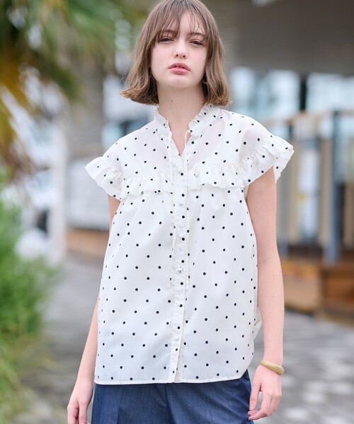 お値下げ！新品未使用✨【DRESSTERIOR】フリルブラウス 36 グリーン お値下げ！新品未使用✨【DRESSTERIOR】フリルブラウス 36 グリーン