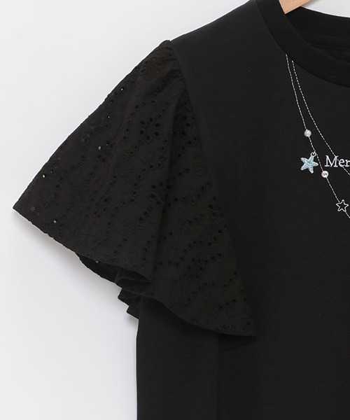 セール】袖レースネックレスTシャツ（Tシャツ/カットソー
