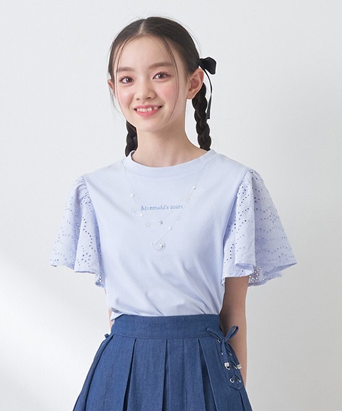 メゾピアノジュニア　袖レースネックレスTシャツ　160 mezzo piano Junior（メゾピアノジュニア）の「袖レース