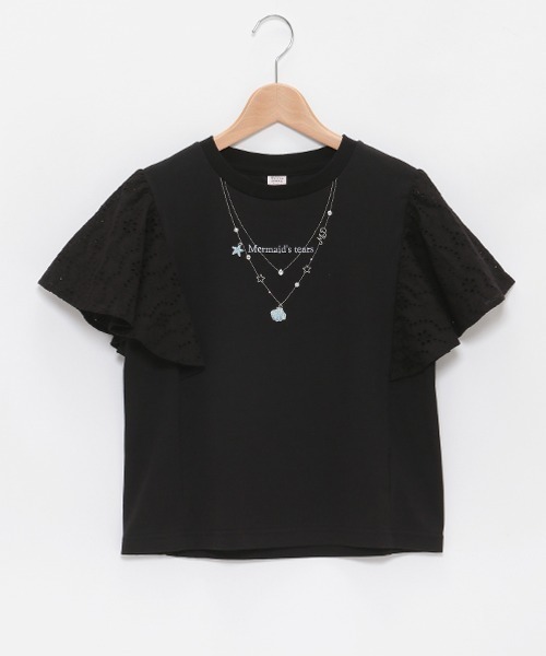 セール】袖レースネックレスTシャツ（Tシャツ/カットソー